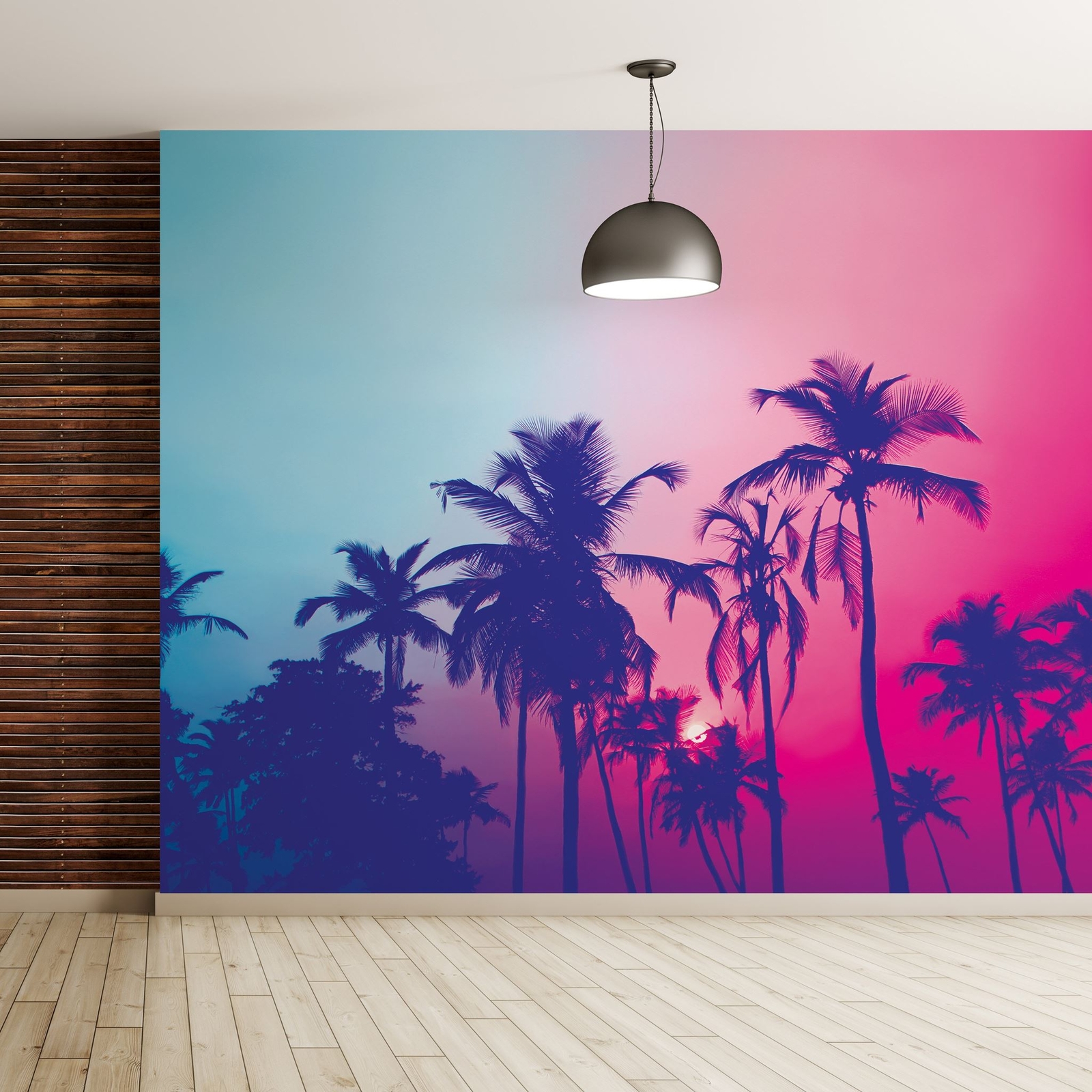 Miami Tropical Palm Tree Vice Color Wall Mural. Vivid Miami Vice Color. #6281