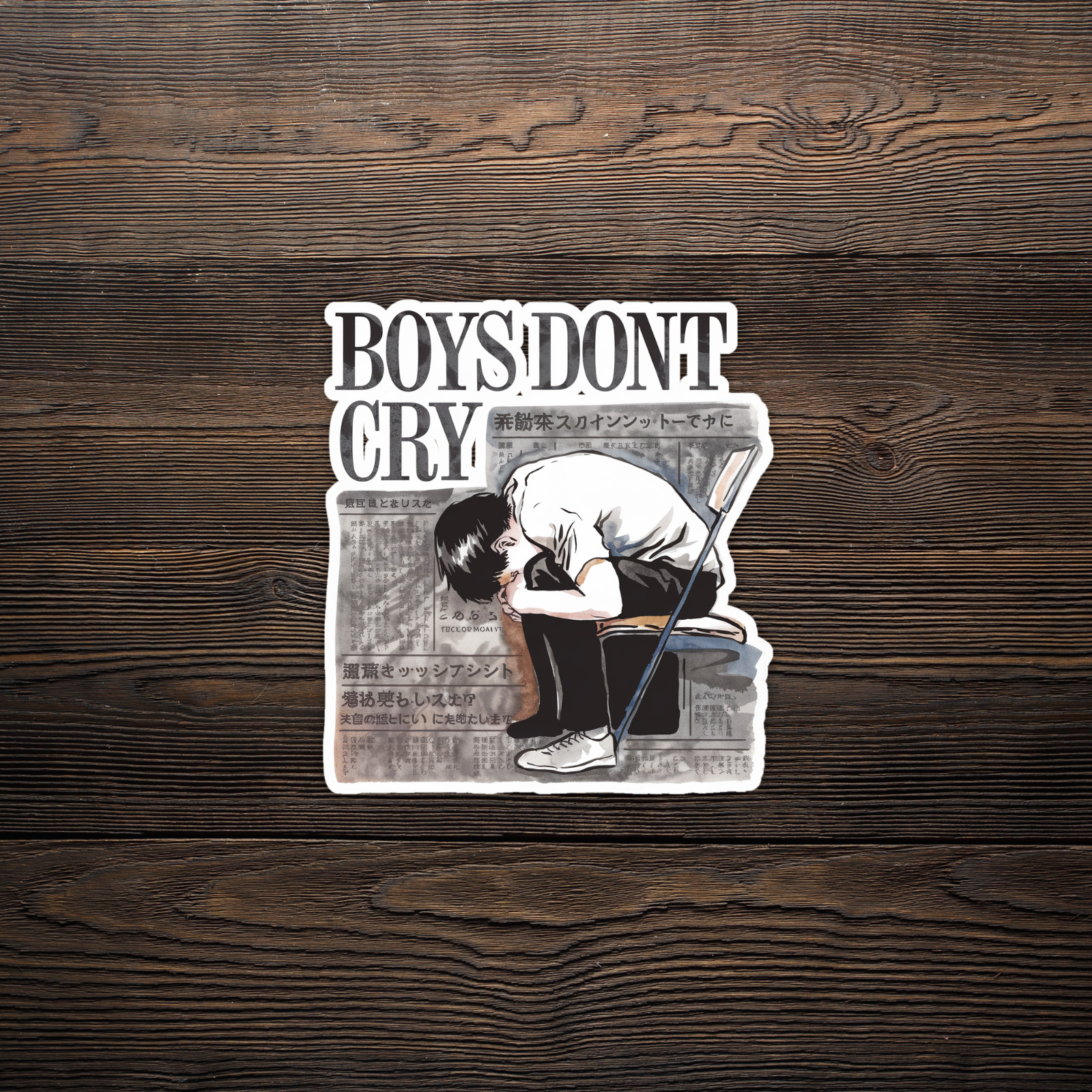 Boys Don't Cry Anime Art Print – Sad Boy Otaku Aesthetic Wall Decor sticker #806
