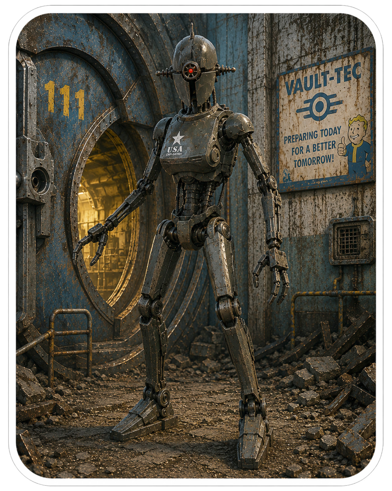 Assaultron Fallout Robot Sticker RobCo Combat Android Decal Wasteland Vault-Tec