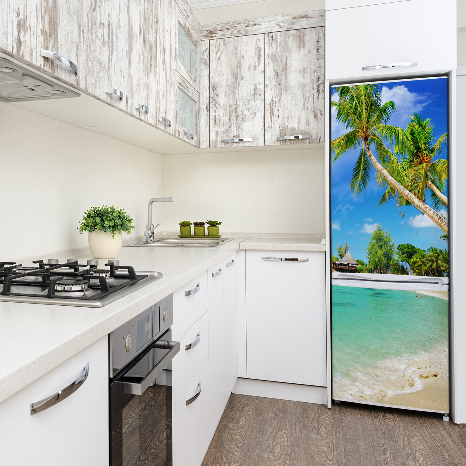 Self adhesive Fridge Magnet removable Peel & Stick Landscapes Tropical beach
