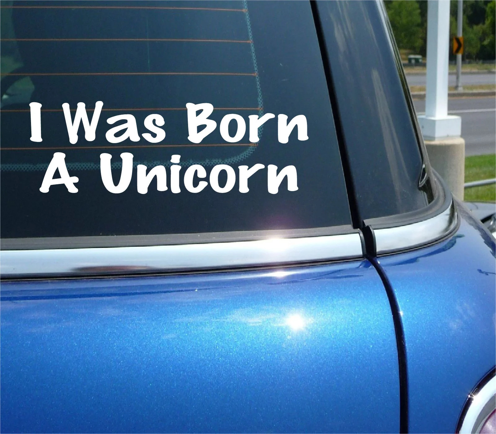 I WAS BORN A UNICORN DECAL STICKER HORSE FANTASY FAIRY TALE FUNNY CAR TRUCK
