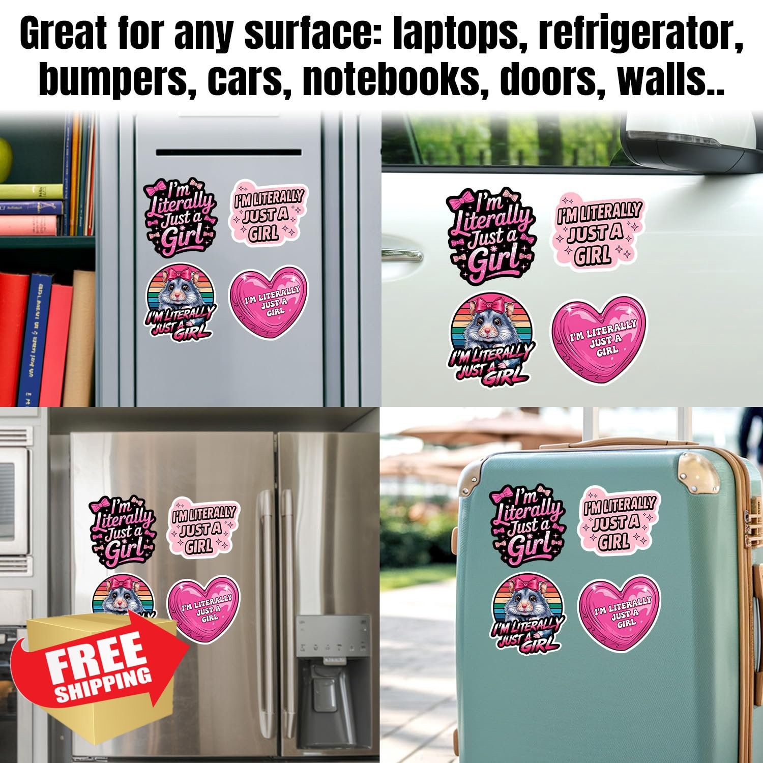 16pcs 3in Just A Girl Stickers Waterproof Vinyl Laptop Car