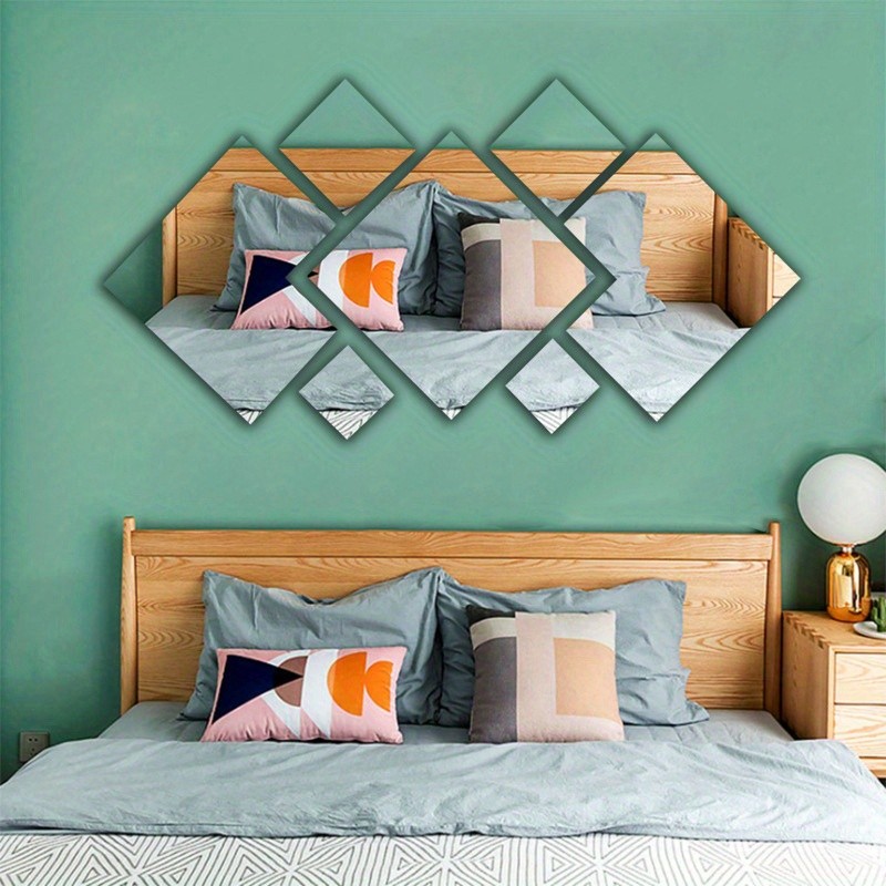1/2 Set Square & Diamond Acrylic Mirror Wall Stickers Self Adhesive Home Decor