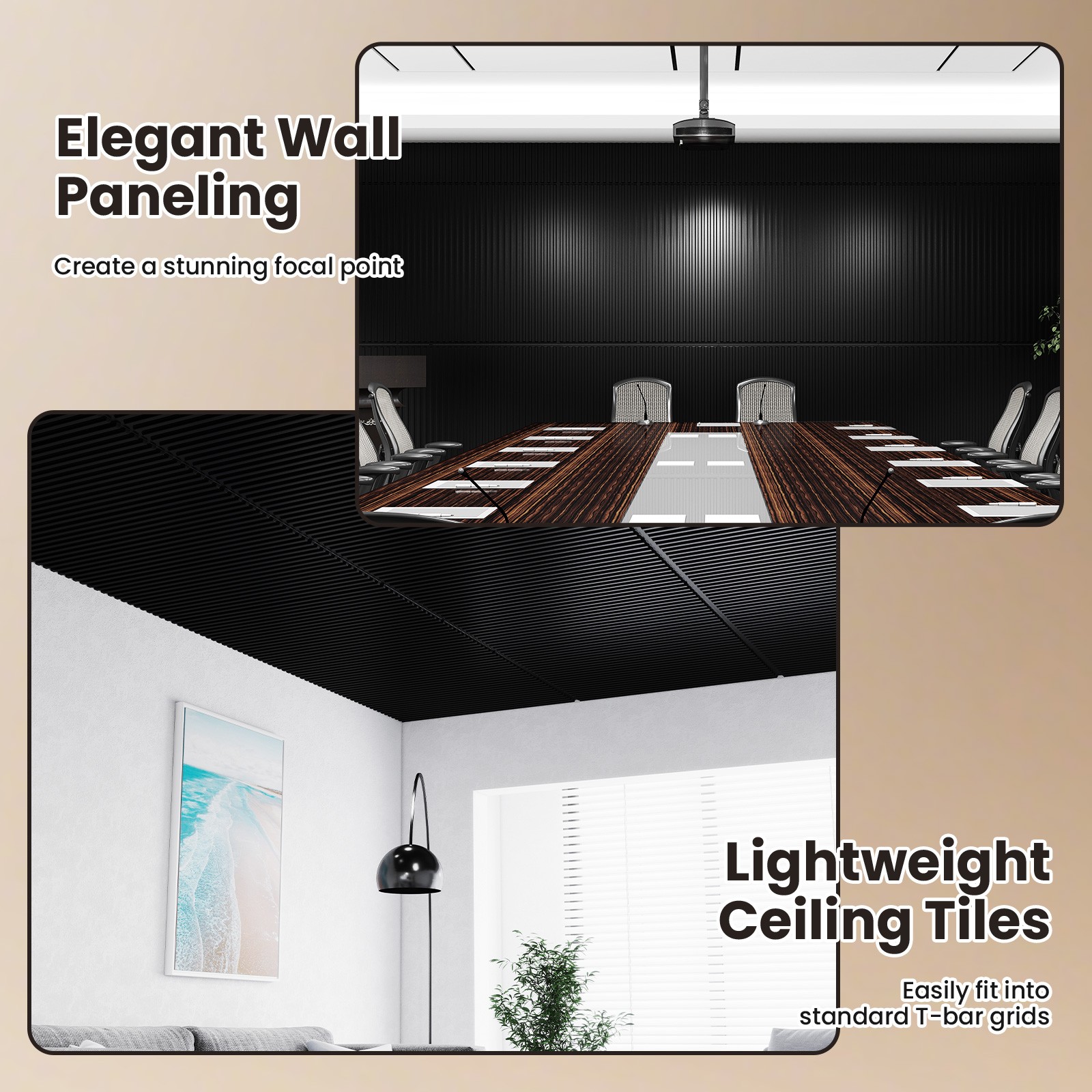 12-Pack PVC Slat Wall Panels, 3D Fluted Panels for Interior Wall Decoration
