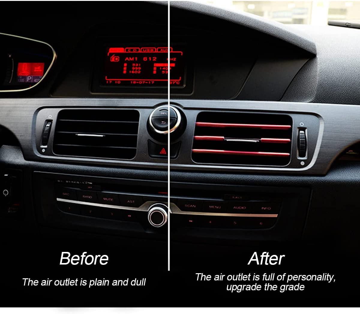 20 Pieces Car Air Conditioner Decoration Strip for Vent Outlet, Universal Waterp