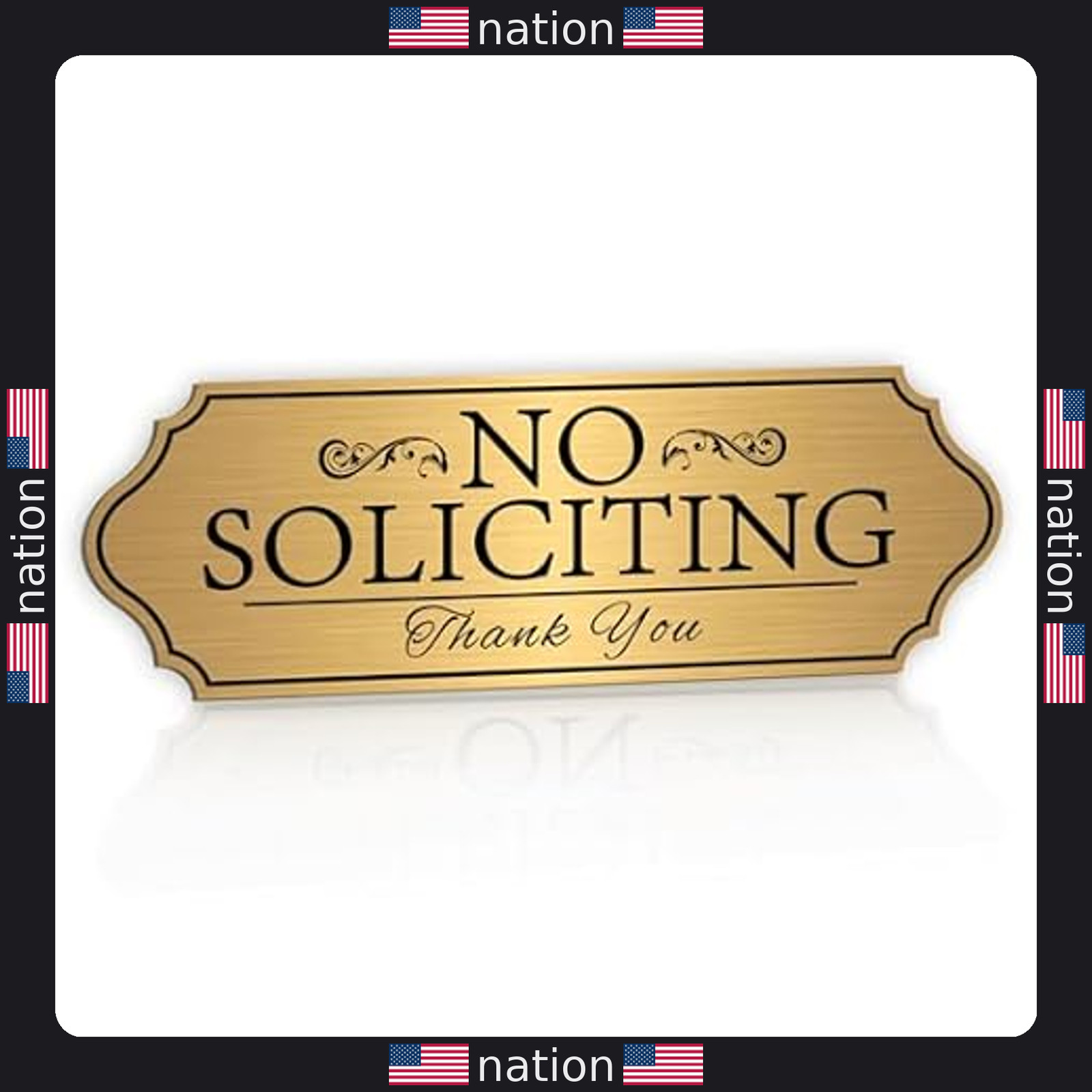Modern No Soliciting Sign Sticker – Self-Adhesive Brushed Gold Vinyl for Doors