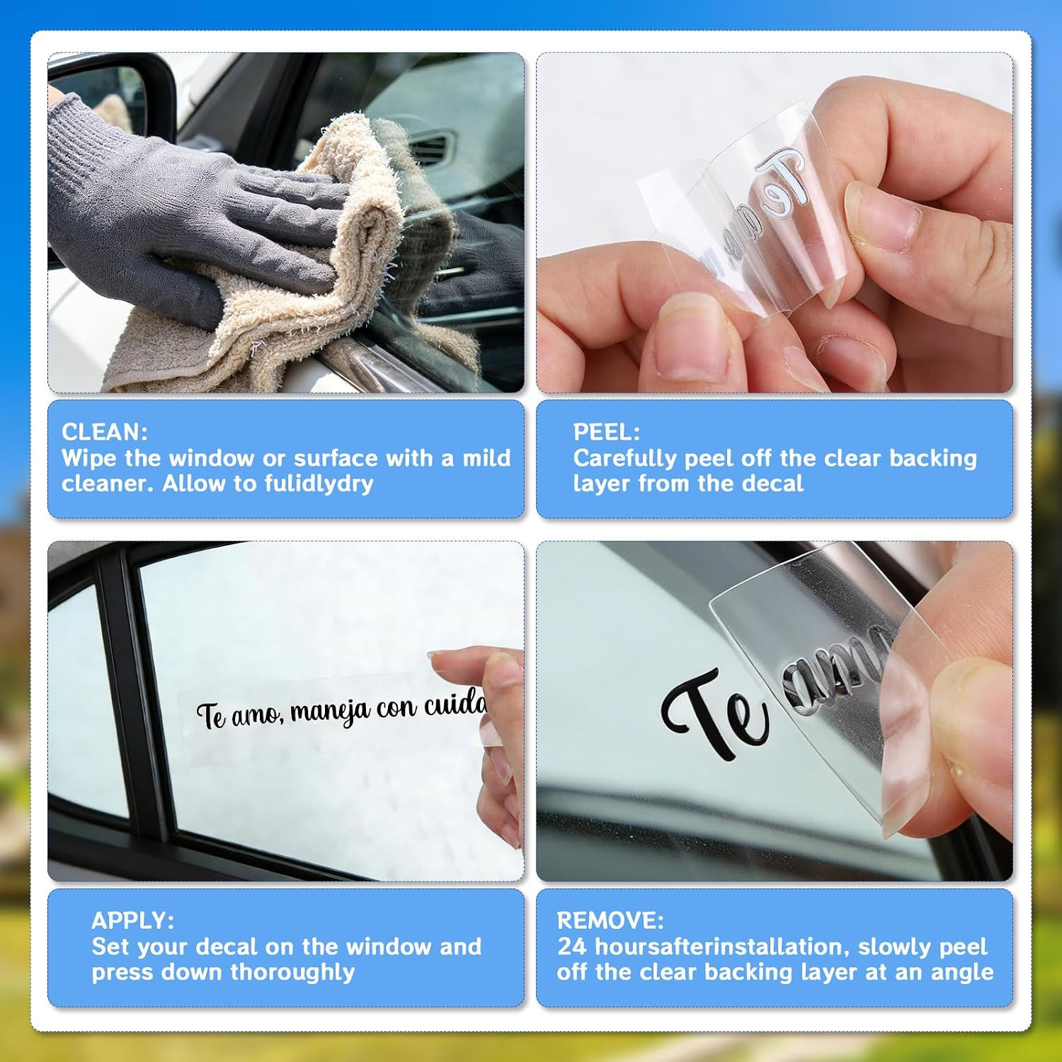 Te Amo Maneja Con Cuidado Stickers – 4 Pcs Drive Safe I Love You