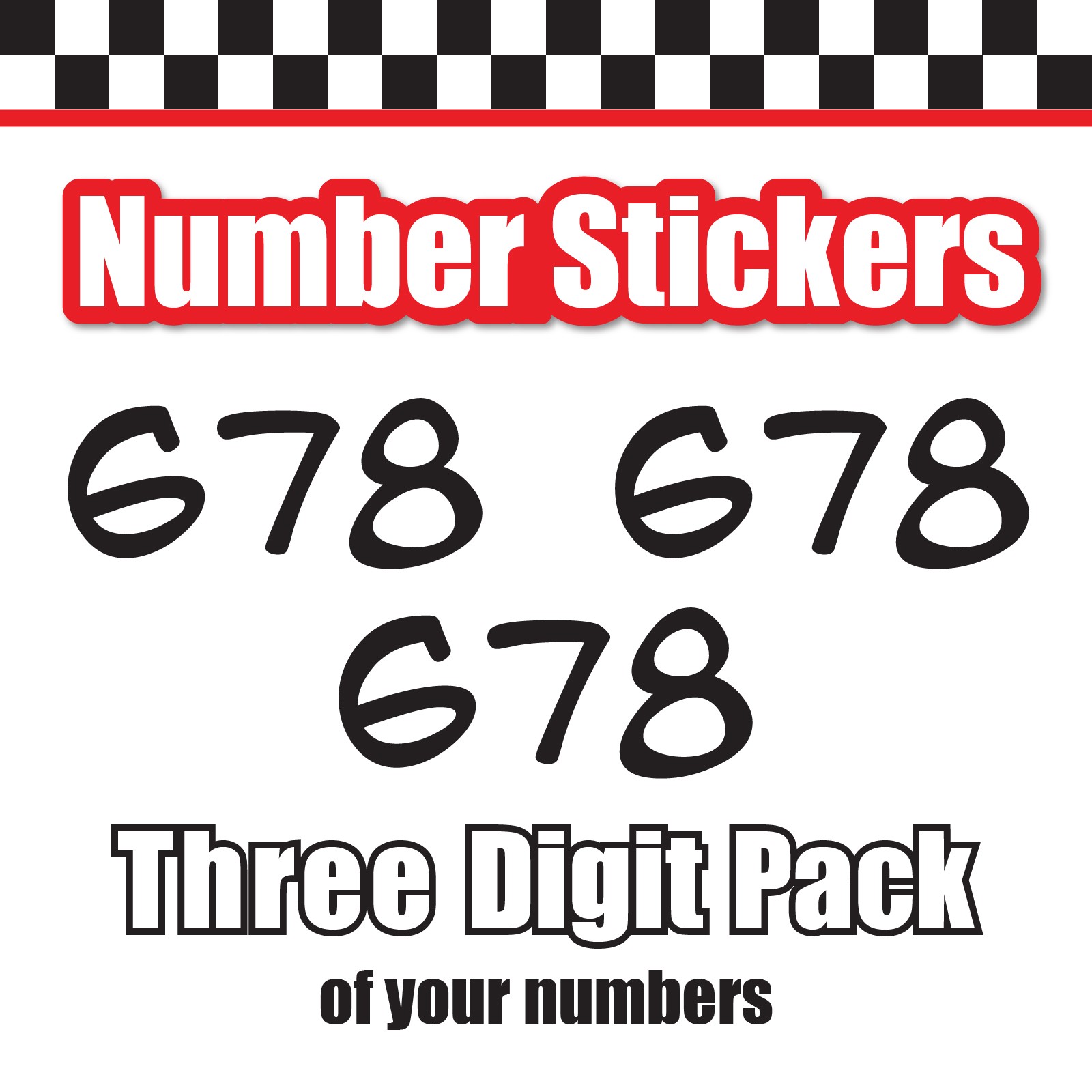 3 Digit Single Number Stickers Custom Decal Locker Door 3pcs Anime Ace