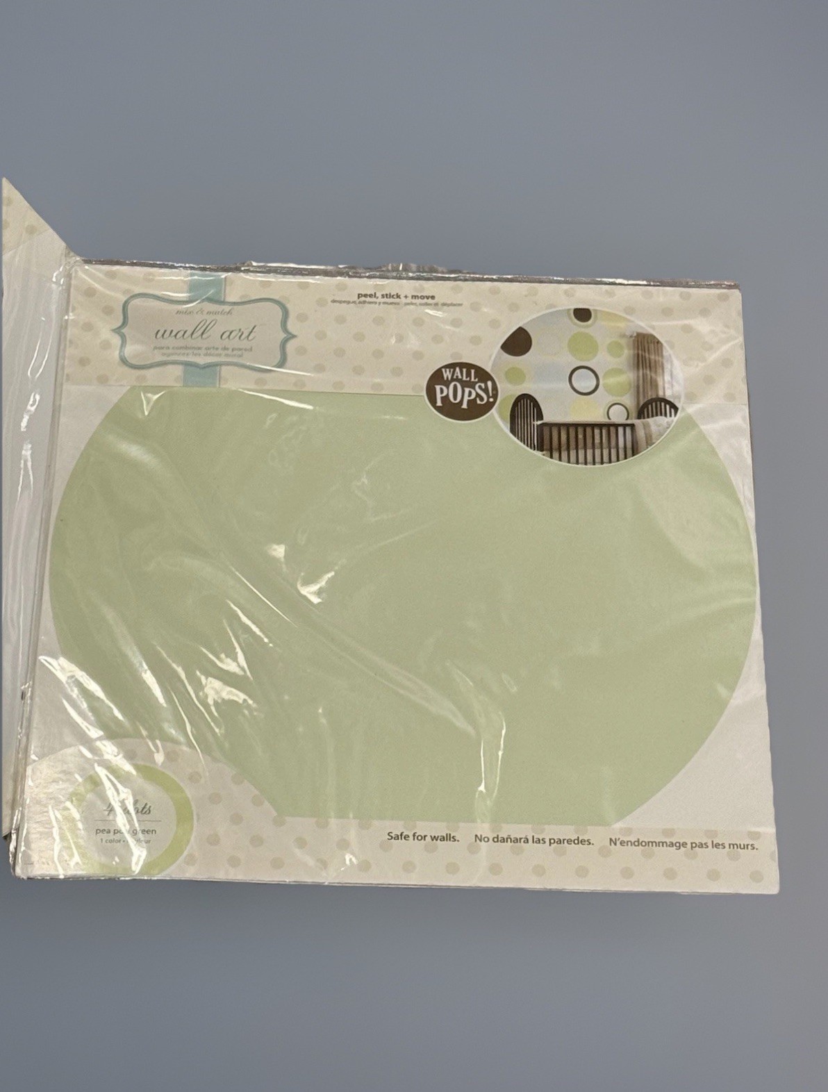 Wall Pops Vinyl Wall Art Pea Pod Green & White Large Dots Lot(3) New Sealed