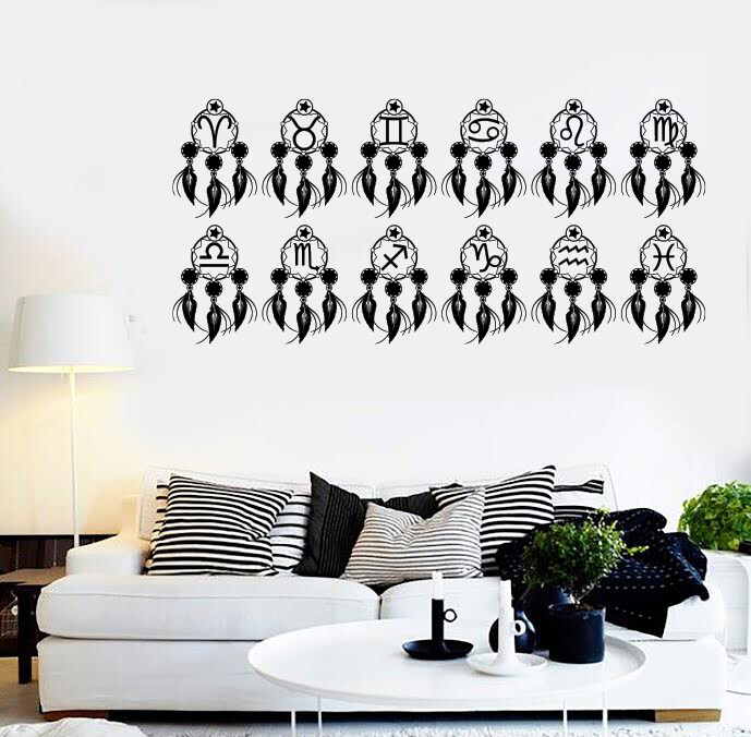 Wall Vinyl Decal Astronomy Dreamcatchers Set Symbols Zodiac Signs (n1622)