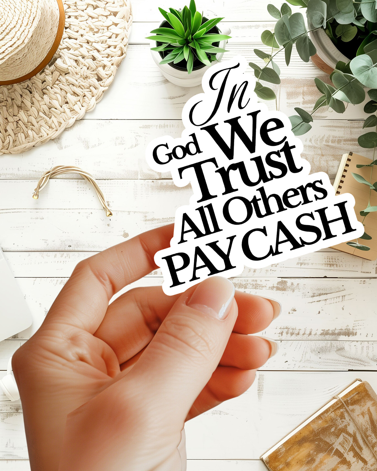 In God We Trust All Others Pay Cash 3.5" x 3.5" Sticker For Tumbler, Laptop