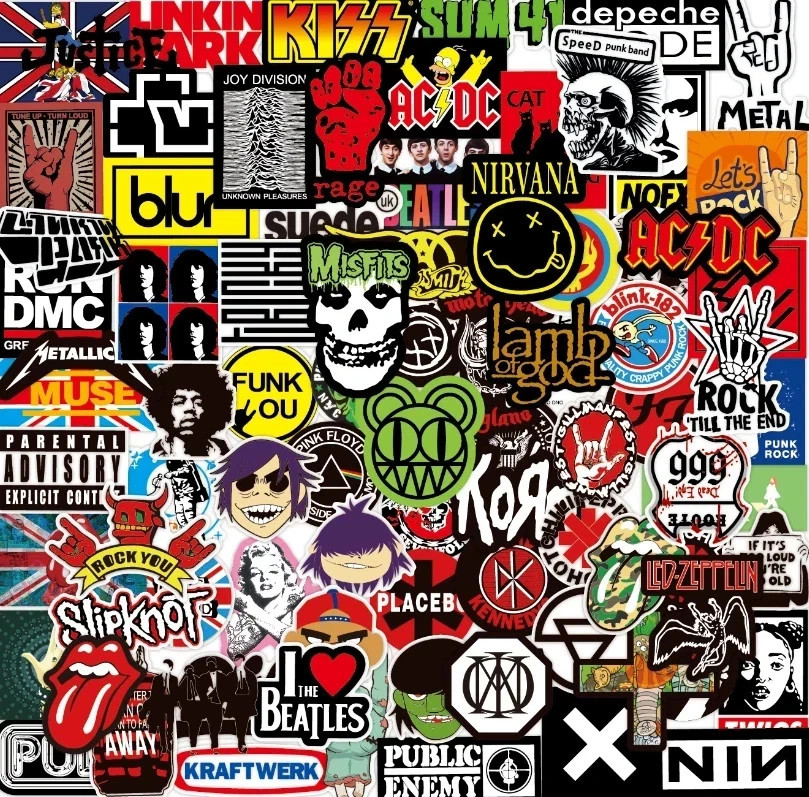 NEW 100PCS Rock Band Stickers Lot Punk Music Heavy Metal Bands Sticker Decal USA