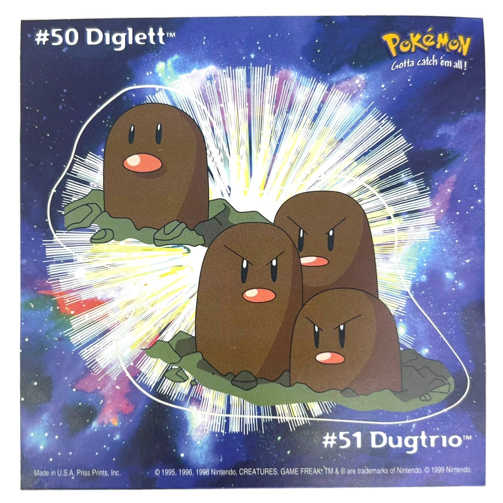 Pokemon Collect ’em Stick-Ups Diglett #50 Large 4” Sticker Priss Prints