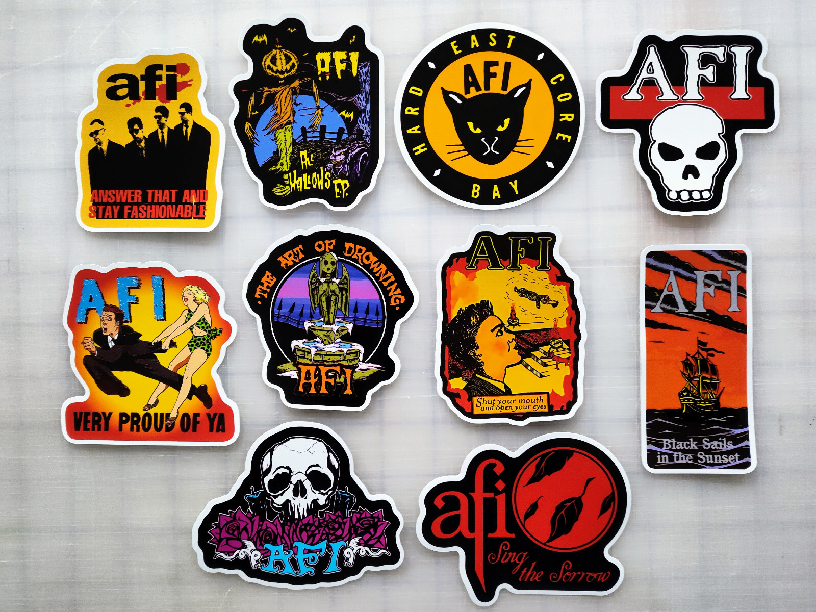 Sticker Pack (10 Vinyl Stickers) Pop Punk Goth Rock Band