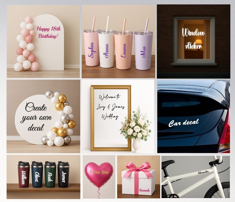 Personalised Name Vinyl Sticker – Custom Text Wall / Car Decal – Any Font – Free