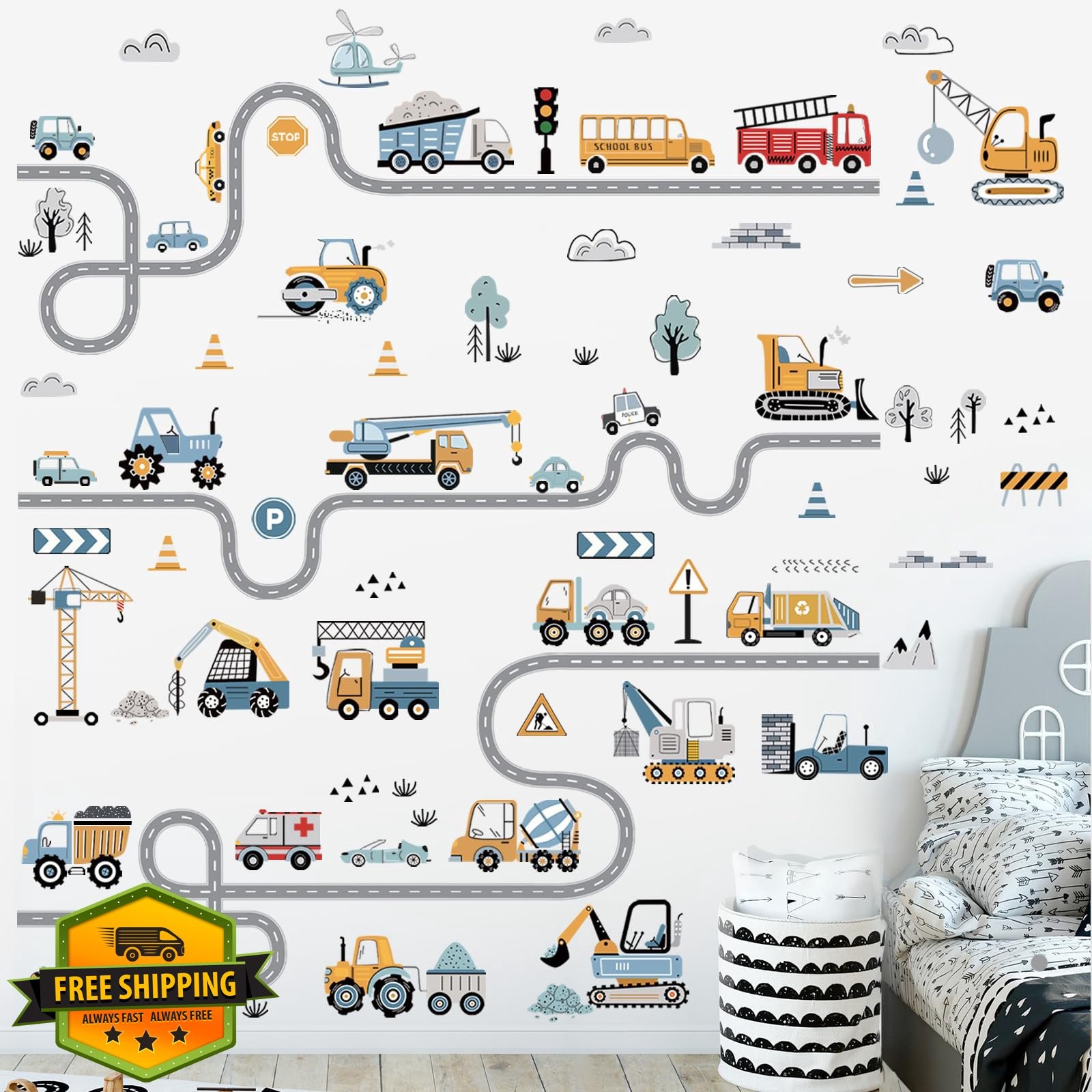 decalmile Vehicles Road Wall Stickers Cars