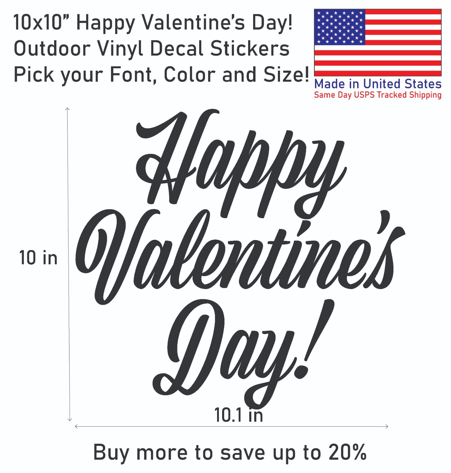 Happy Valentine's Day Font#1 Vinyl Decal Sticker – Made in US – SameDay Shipping