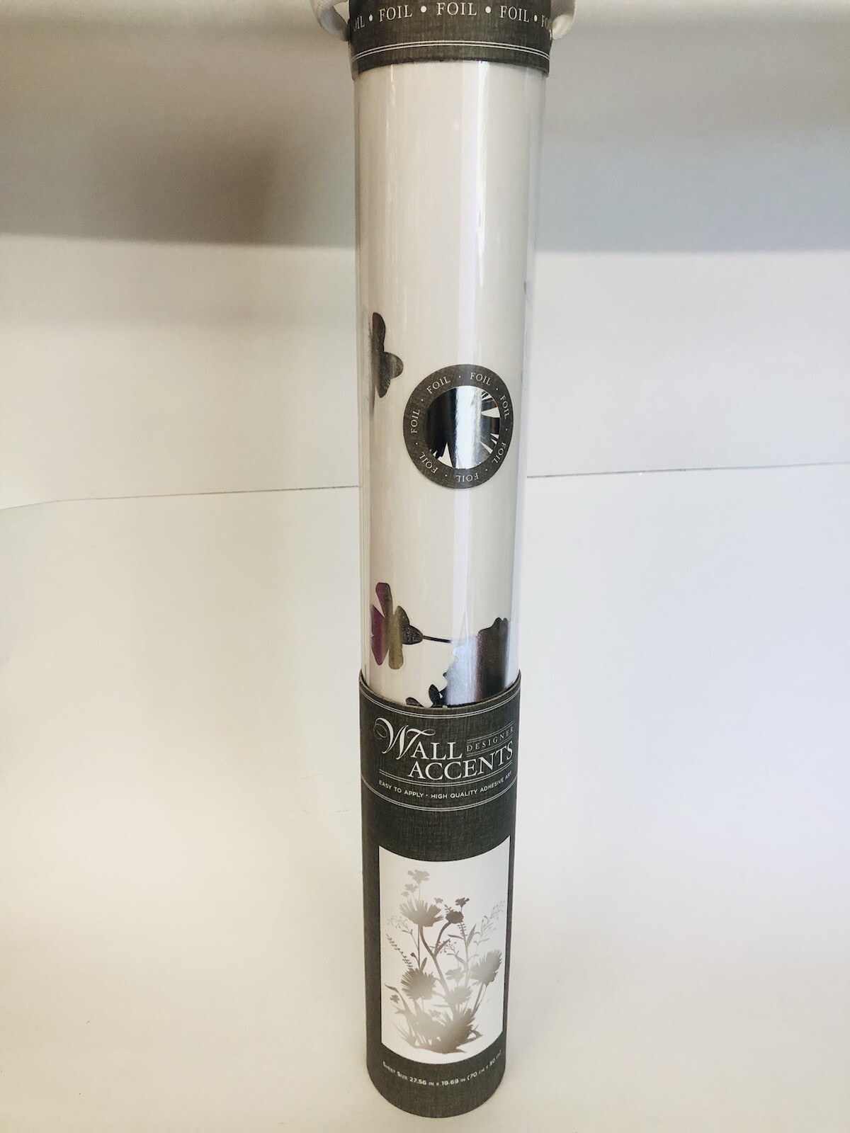 DCWV Decal Sticker Wildflowers Peel and Stick With Foil, Silver, Large