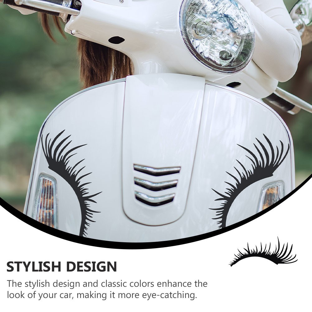 3 Pairs PET Black Car Headlight Eyelashes Stickers Car Decoration Accessory