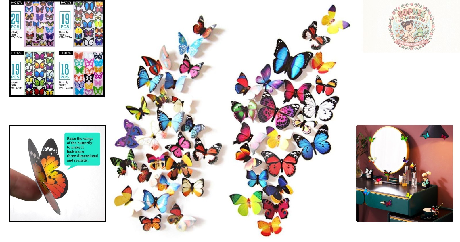 Whimsical 80 Pcs Butterfly Wall Decor – 3D Removable Stickers for Indoor Spaces