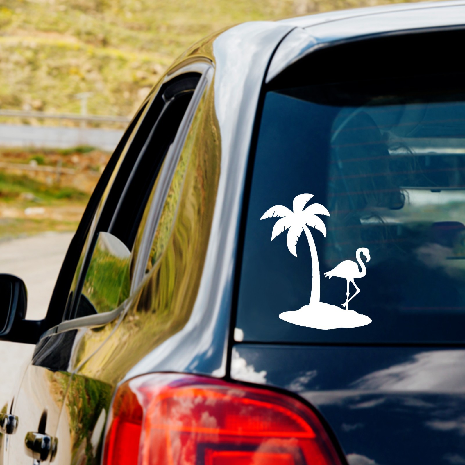 Flamingo and Palm Tree Vinyl Decal Sticker Car Truck Window Laptop Beach Life