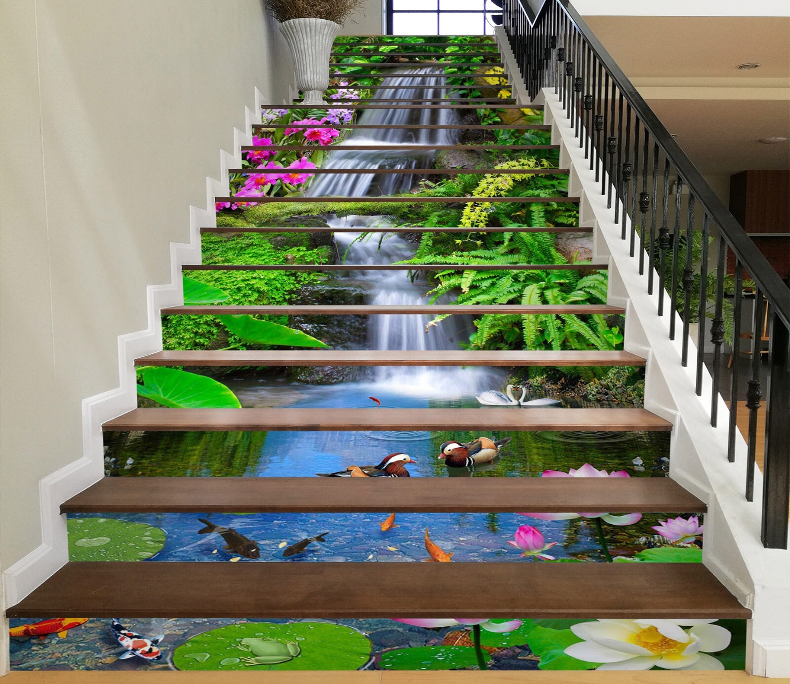 3D Mandarin Duck 451 Stair Risers Decoration Photo Mural Vinyl Decal Wallpaper