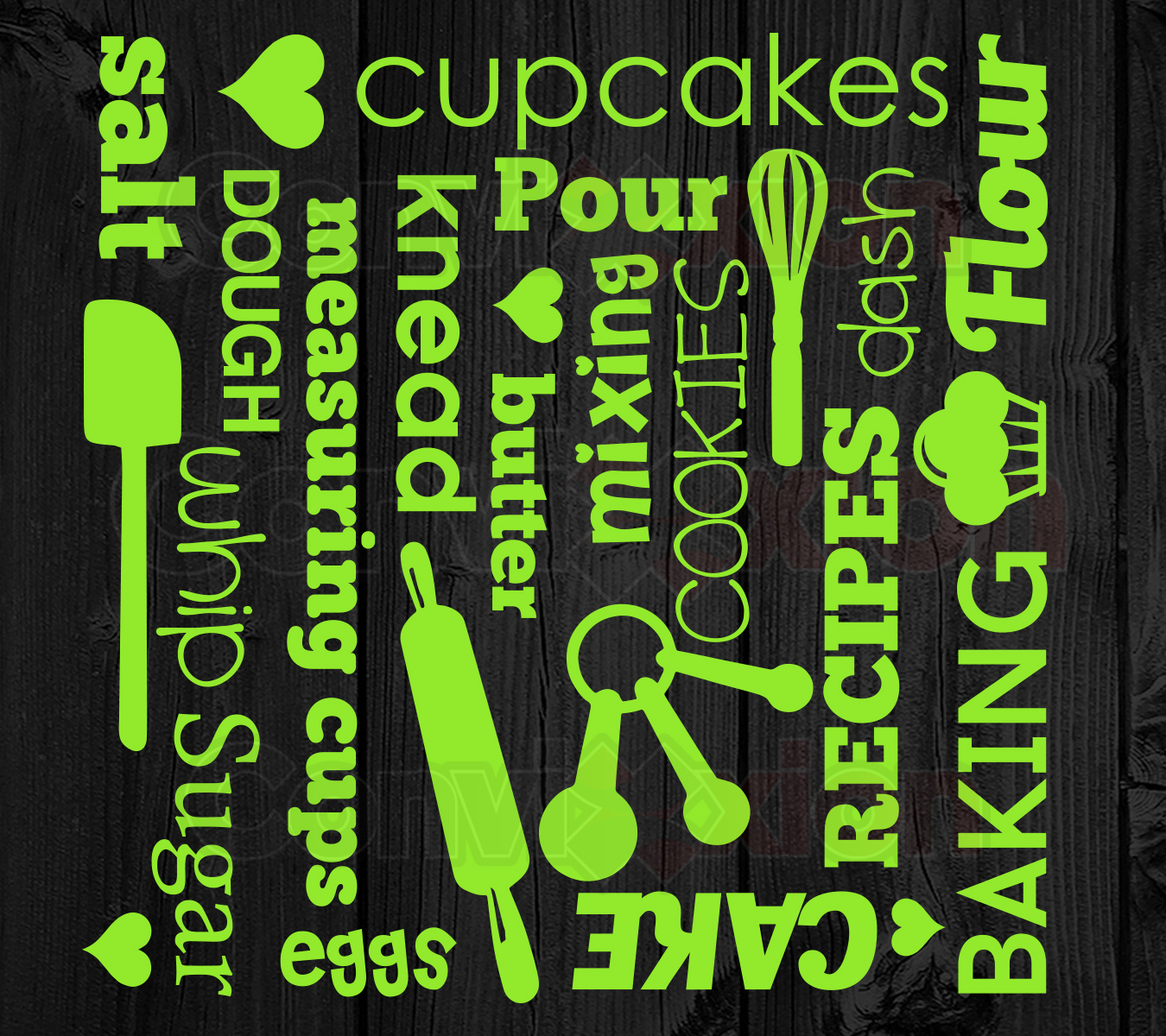 Kitchenaid Mixer Decal Wrap 8" x 8" Sheet Baking Subway Words Professional Vinyl