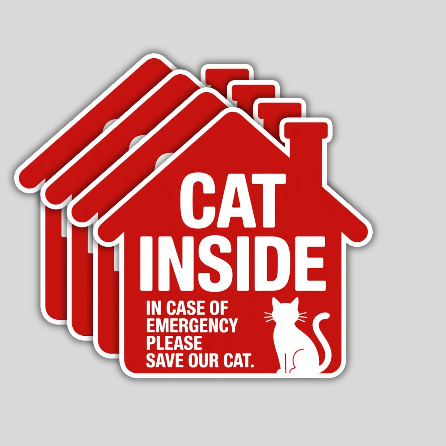 4pcs Cat Inside Emergency Stickers – Waterproof Pet Alert Door & Window Decals