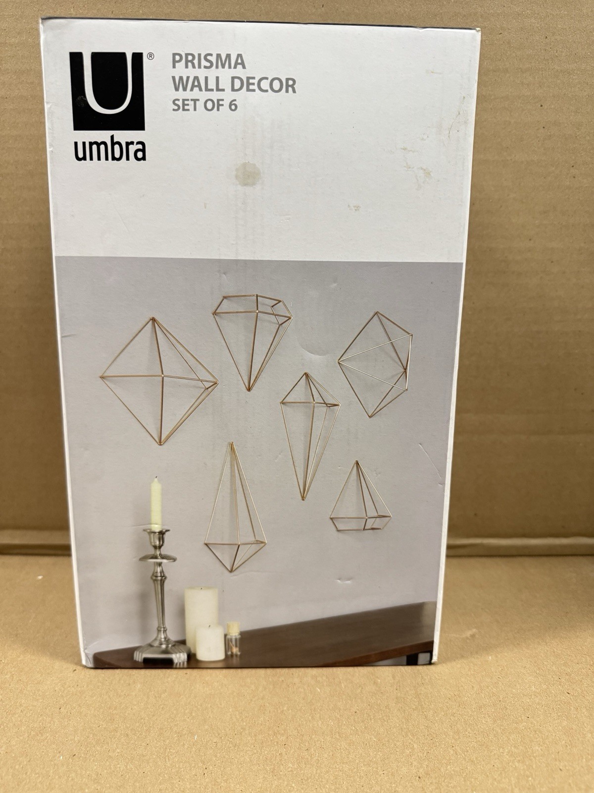 Umbra Prisma Wall Decor Set of 6 ' Geometric Copper Wire Art Sculpture