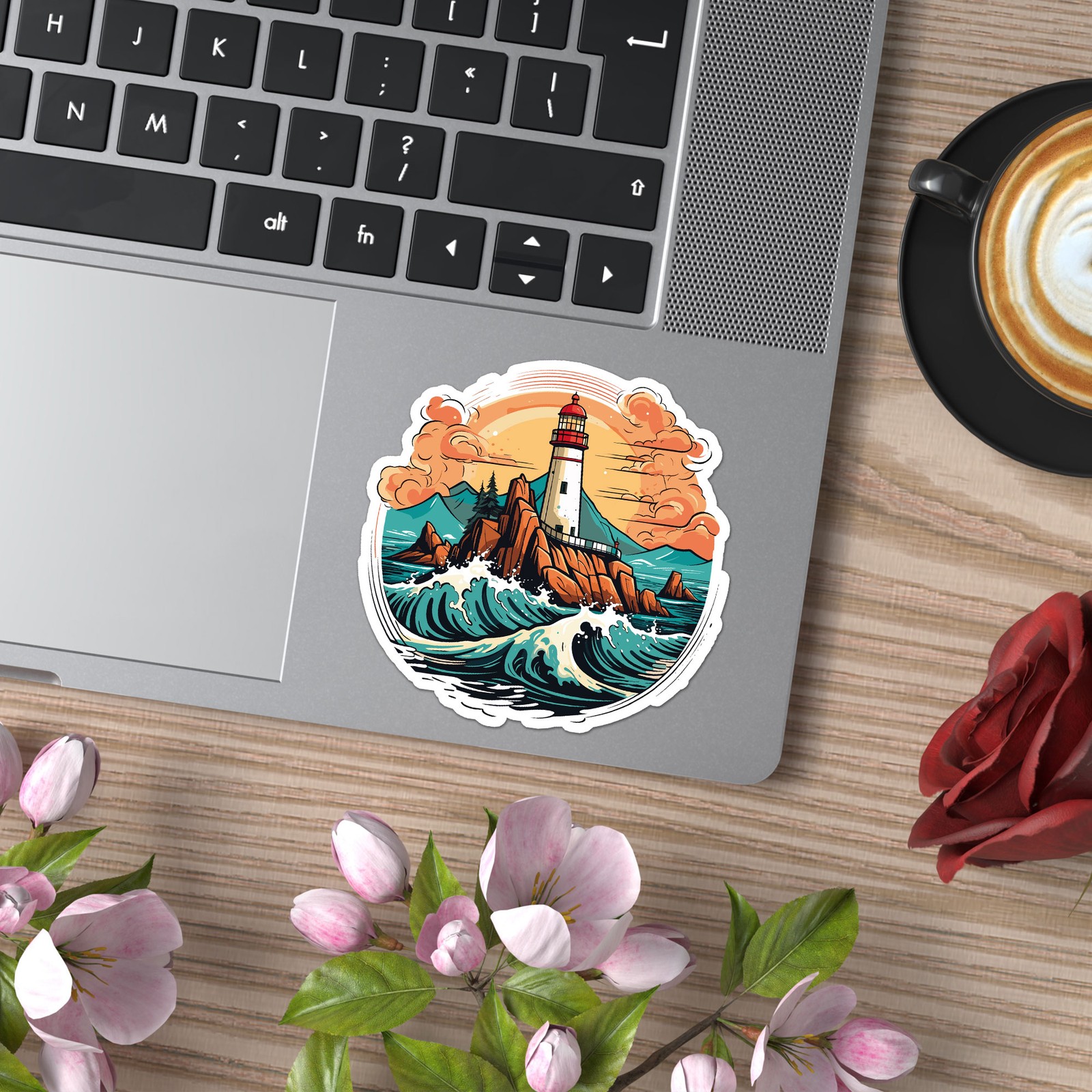 Lighthouse Waves – Vinyl Decal Sticker – Car Window Laptop – ebn11794