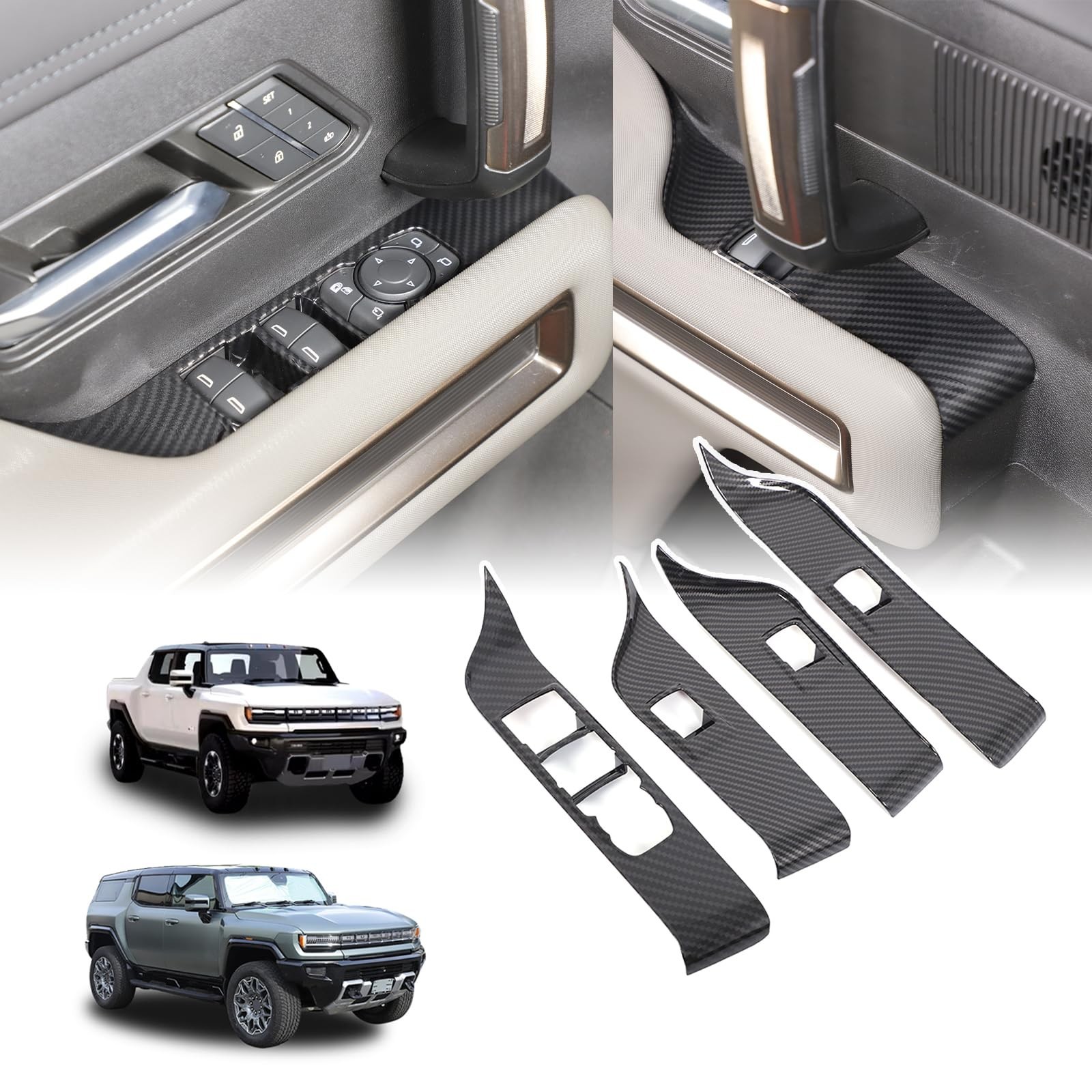 for Hummer EV Set of 8 Car Interior Door Panel Trim Sticker and Window Glass …