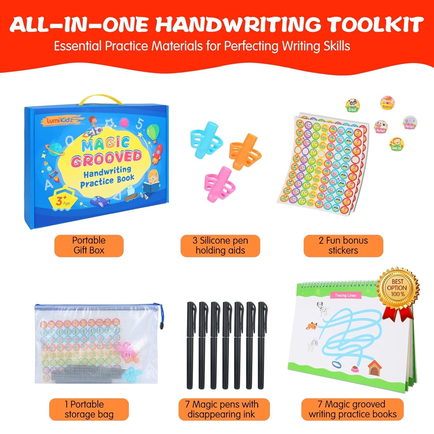Magic Grooved Writing Practice Book for Kids 3-8 – Reusable Handwriting Workbook