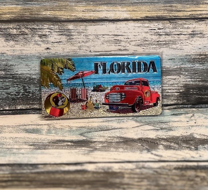 NEW Buc-ee's Florida Beach License Plate Beaver Believer ☀️ DOUBLE-SIDED Magnet