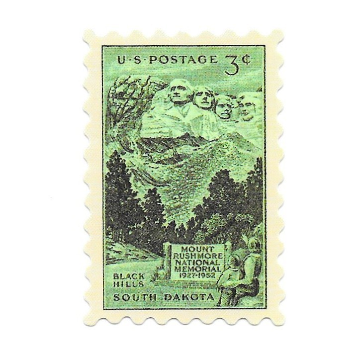 Mount Rushmore South Dakota Postage Stamp Sticker Vintage National Memorial