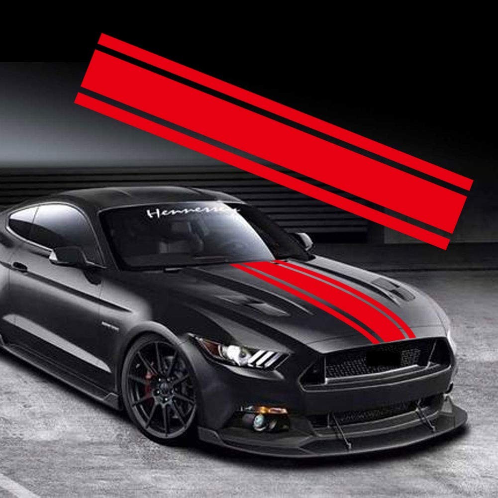 49"x 8.7" Car Hood Sticker Auto Racing Stripes Body Side Decal Hood Stripe De…