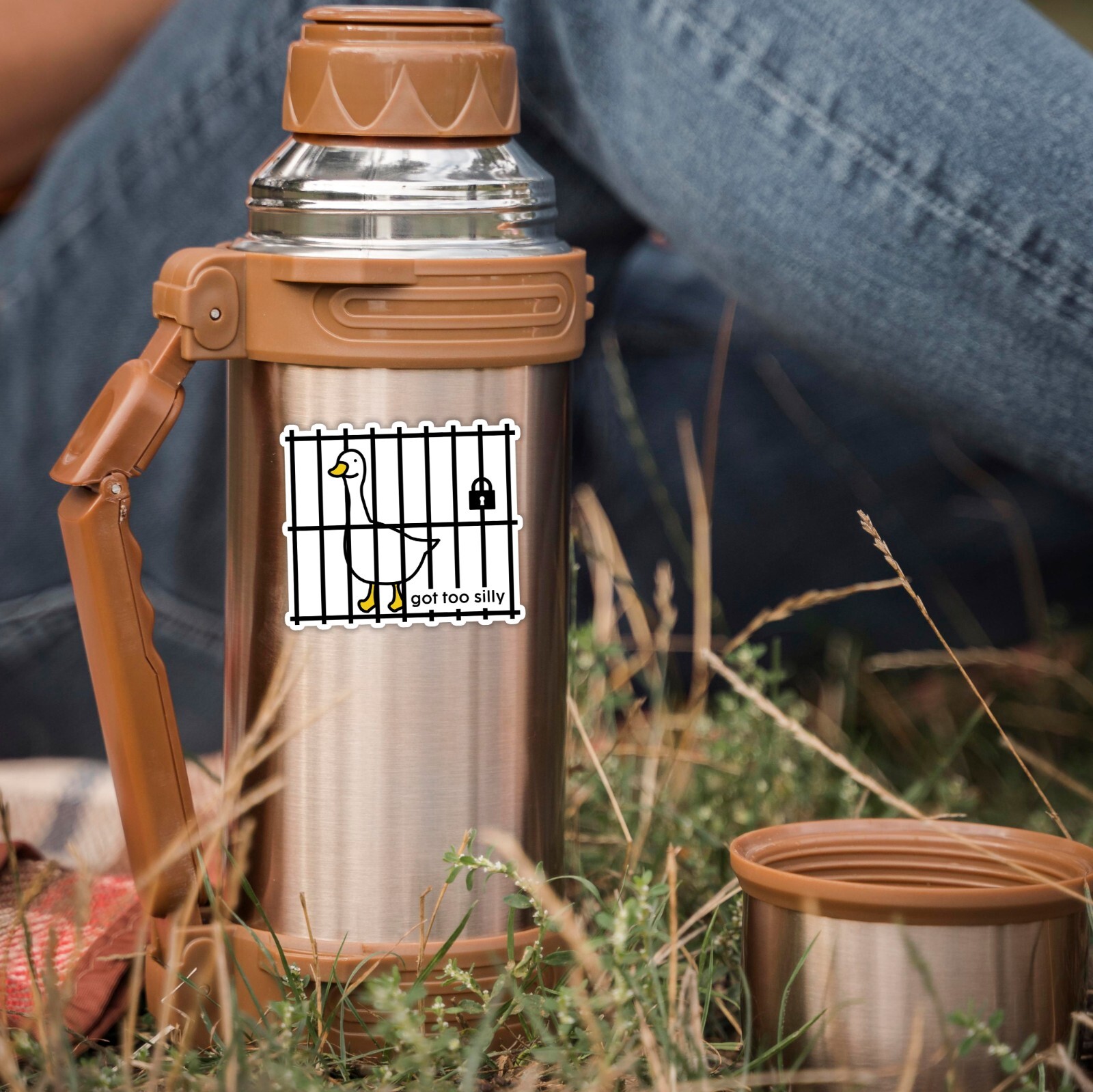 Got Too Silly Goose Sticker Funny Jail Meme Water Bottle Laptop Notebook Sticker