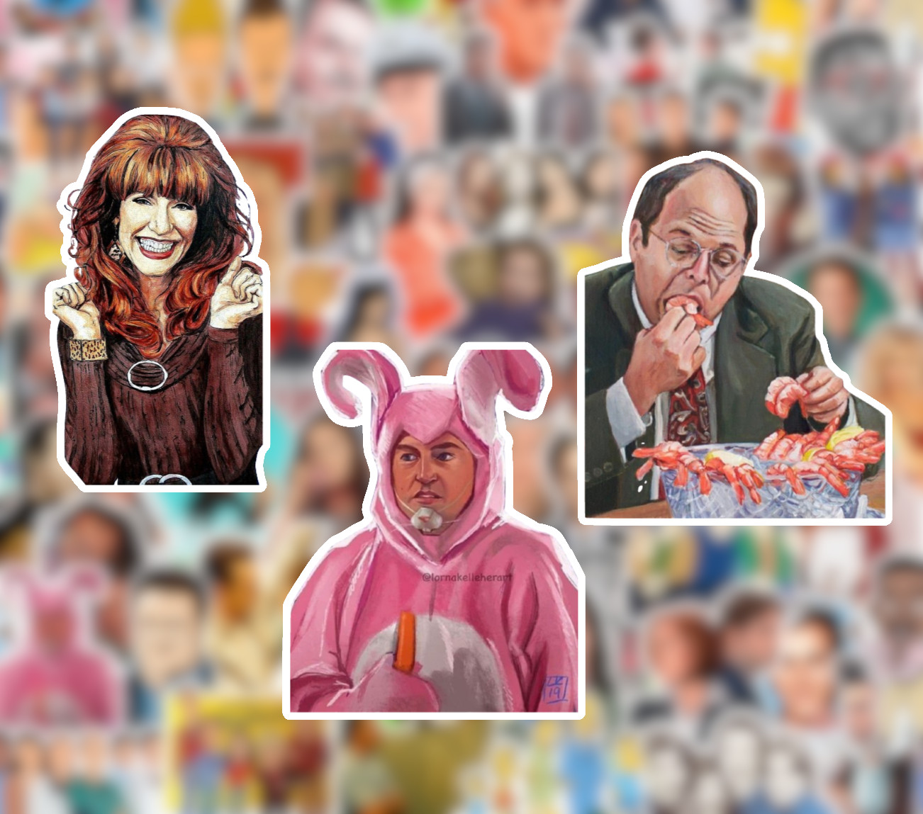 25/50 90's TV Show Sticker Pack-Matte Vinyl- Friends Seinfeld Simpsons