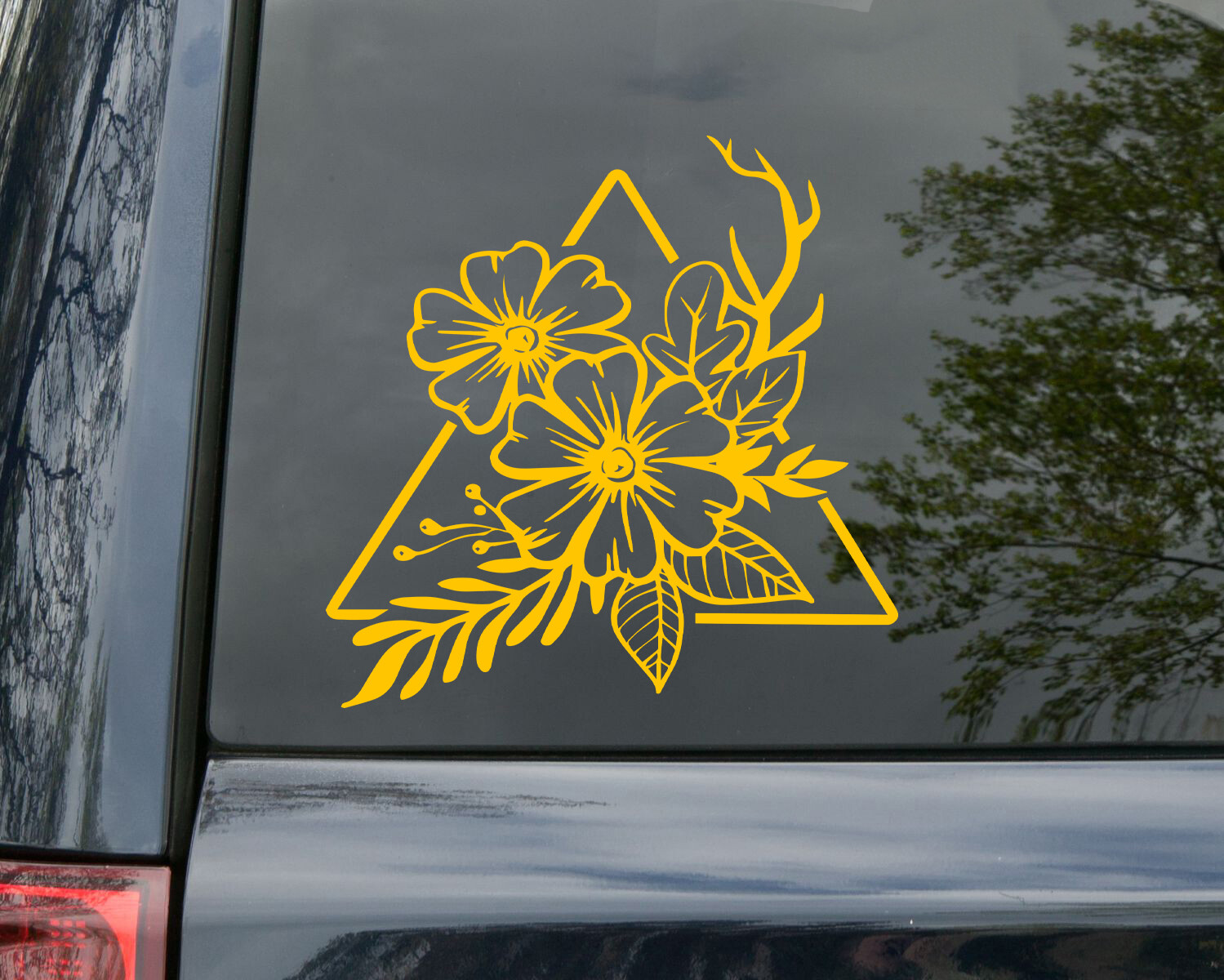 Flower Triangle Custom Vinyl Stickers | Pretty Floral Geometric Design