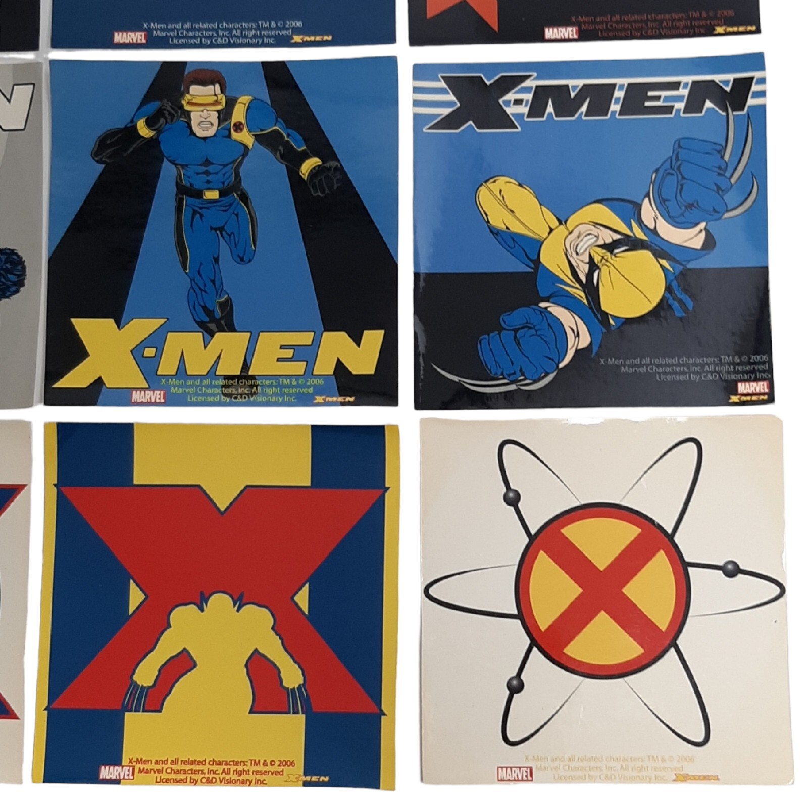 11 Marvel X-men Sticker Lot 4"x4" 9 Square & 2 Round