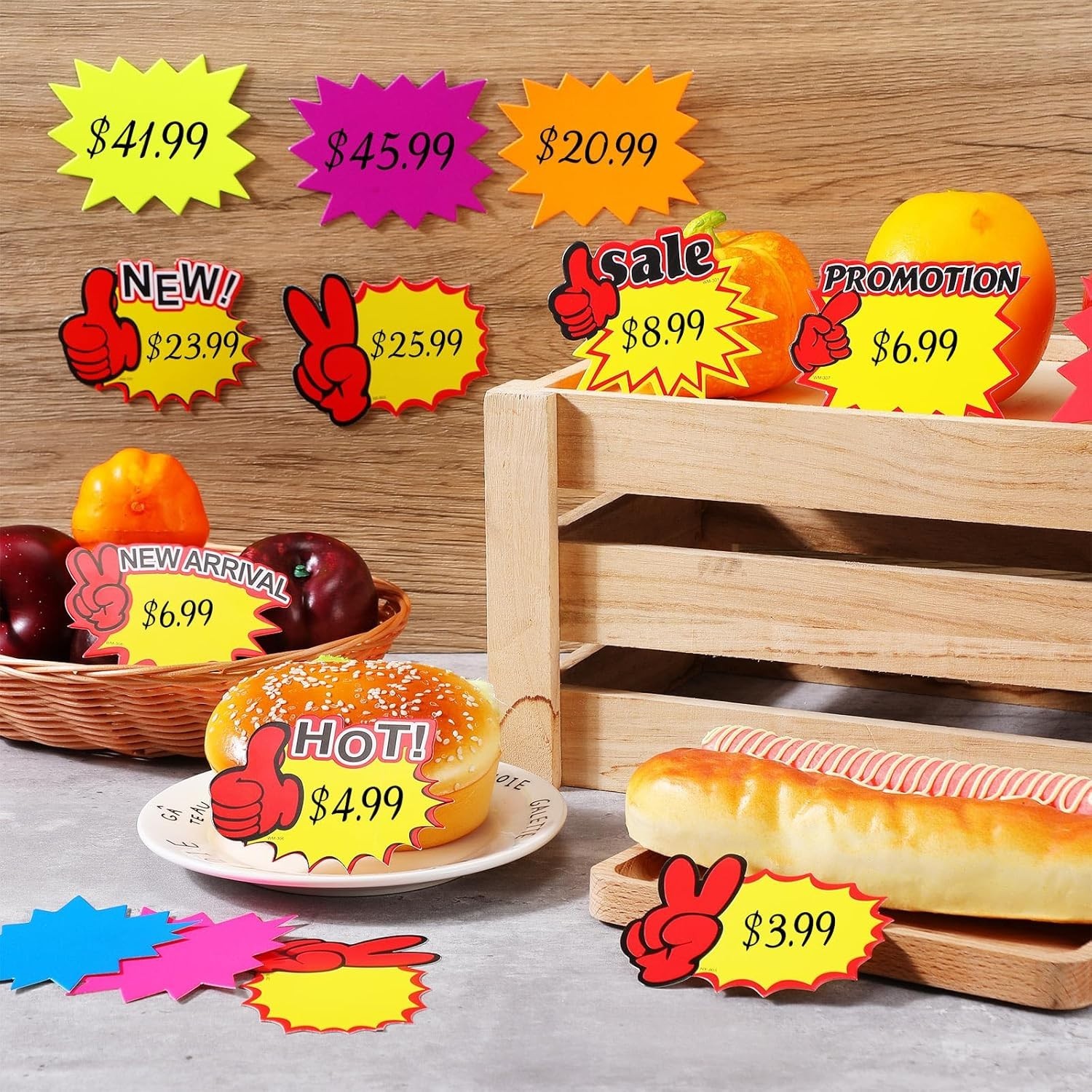 Colarr 1500 Pieces Starburst Signs Sale Signs for Retail Store Fluorescent Price