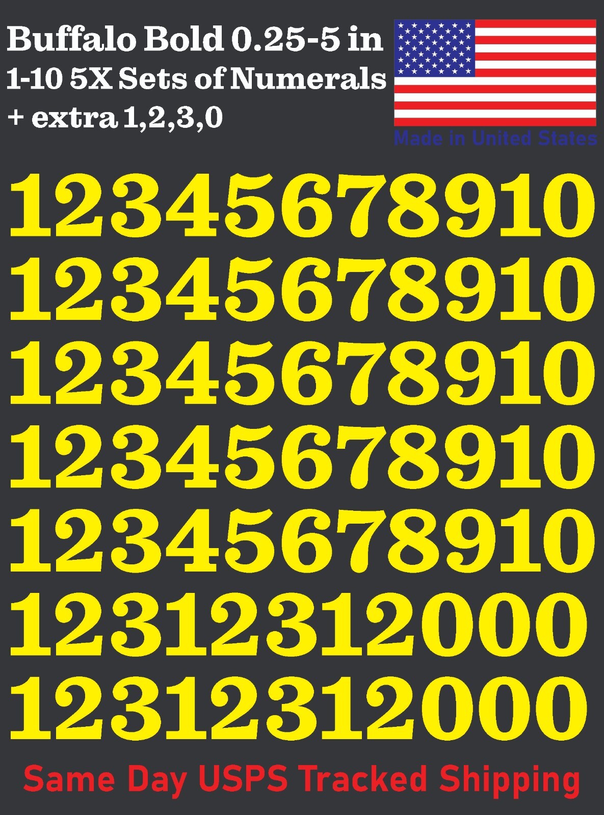 5X 0-10 80+ Buffalo Bold Decal Sticker Numbers – for Mailbox, Address, Lockers
