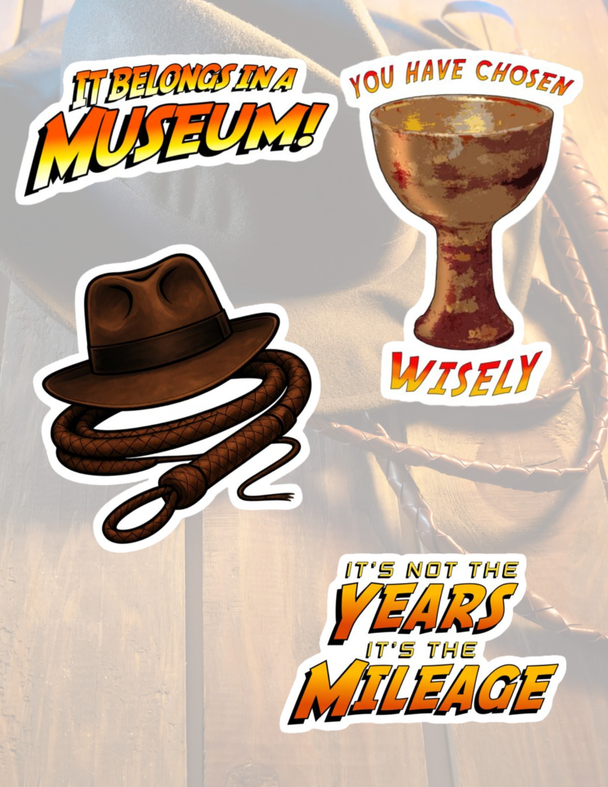 Indiana Jones 80's 4pc Sticker Pack