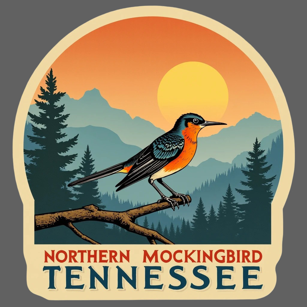 Northern Mockingbird Tennessee Sticker Vinyl Decal Bird Wildlife Nature