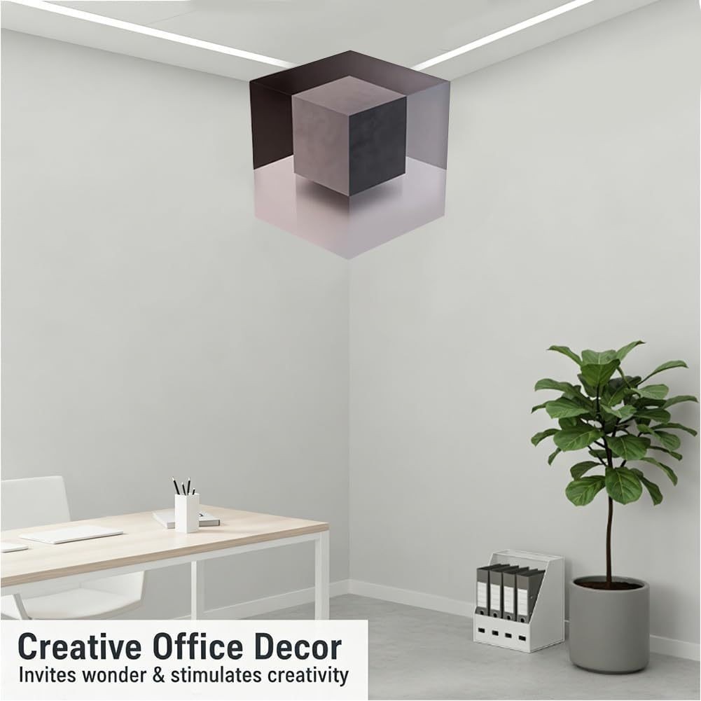 3D Wall Art Optical Illusion Corner Wall Art Gray Black Paper Wall Sticker