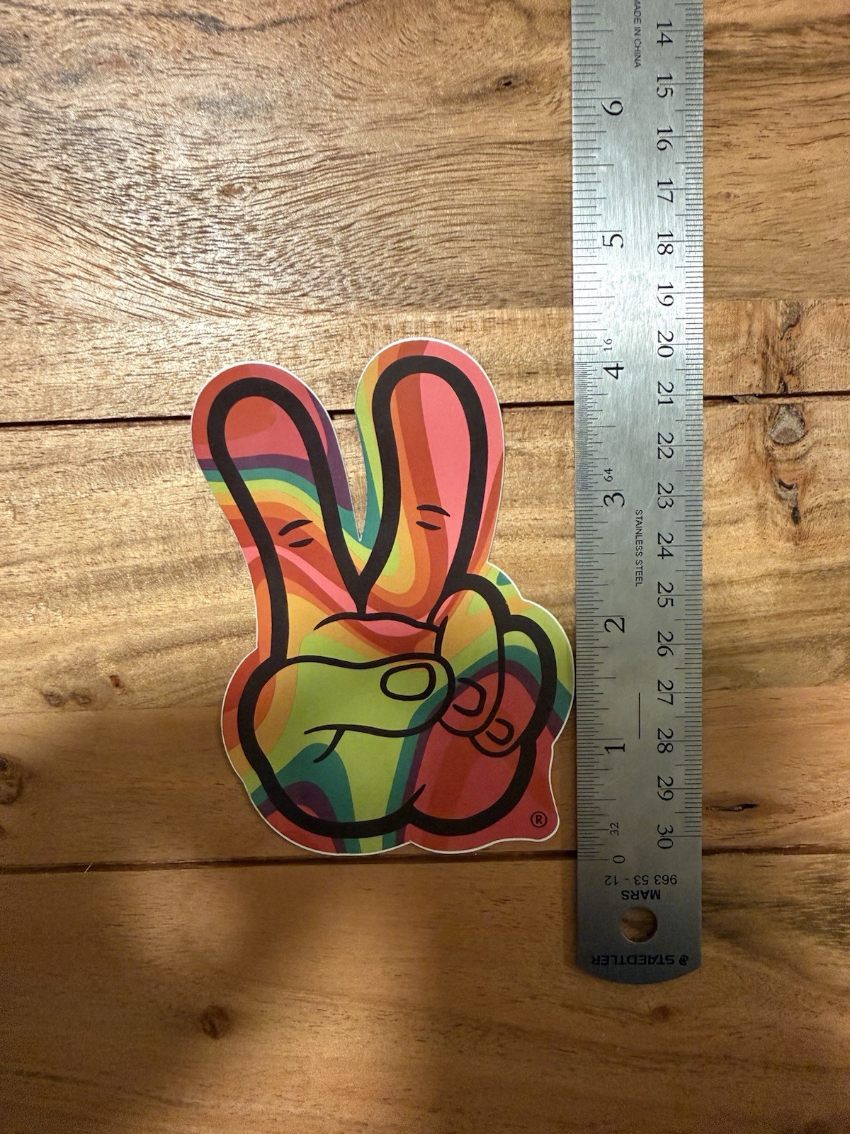 Dutch bros Peace Hand Multicolor Vinyl Sticker Removable Medium 5×4