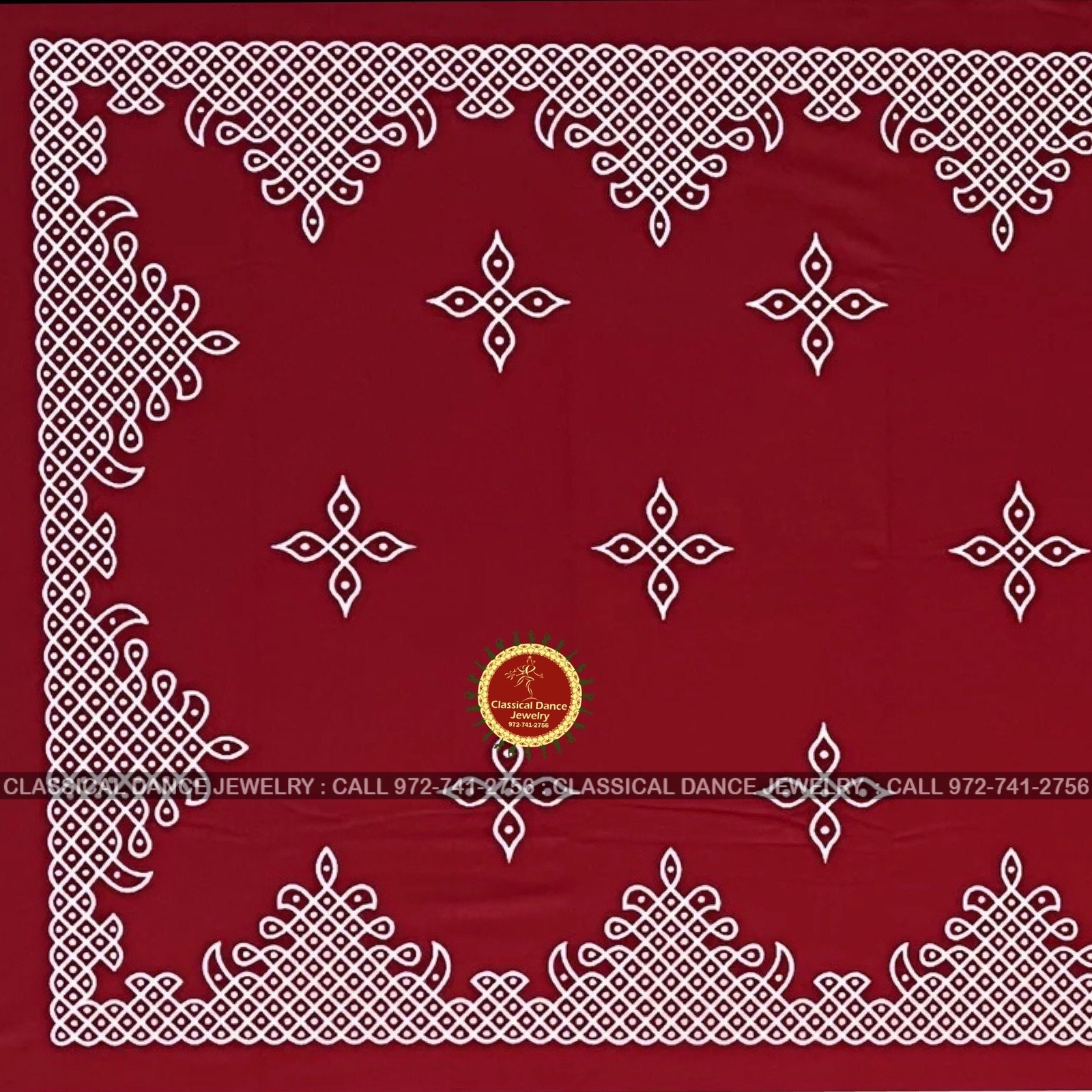 RED Muggu Rangoli Kolam Cotton Back Drop Cloth Ammavaru Weddings Puja Festivals