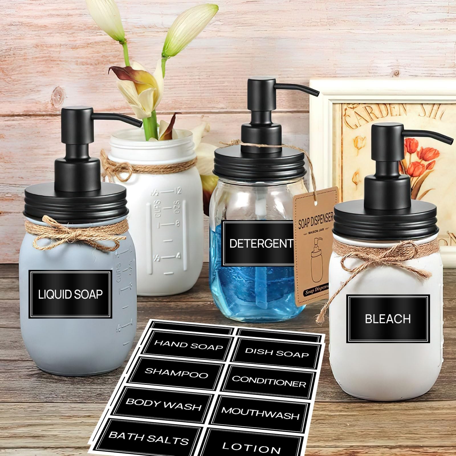 64 PCS Laundry Labels for Jars,Minimalist Laundry Room and Bathroom Label Sti…