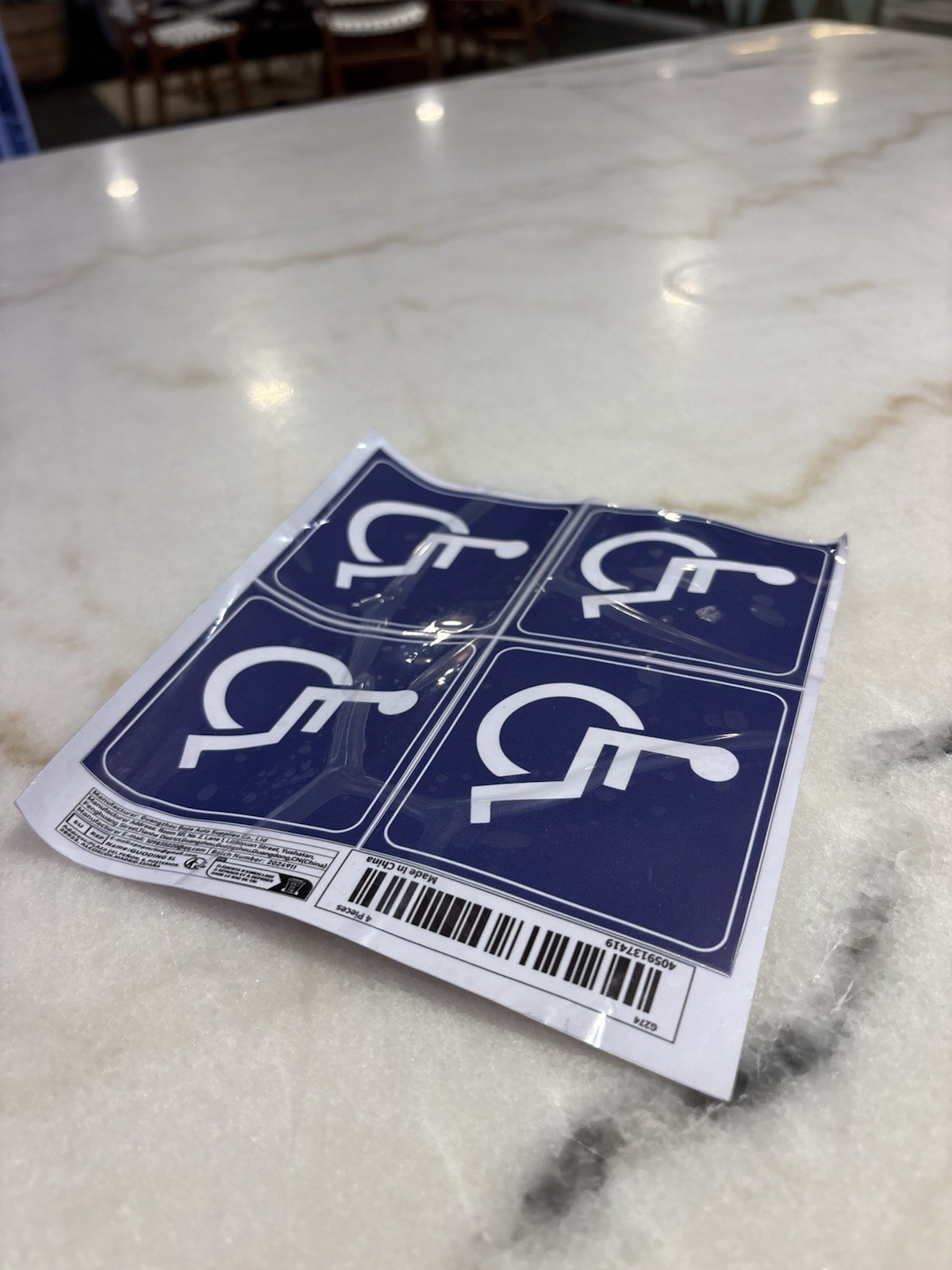 Set of Four Adhesive Handicap Accessibility Stickers Wheelchair Symbol