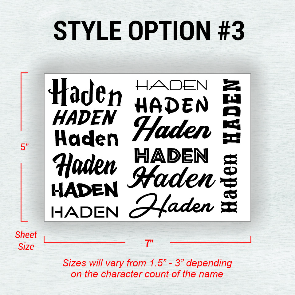 Custom Name Vinyl Decals Labels 5×7 Sheet for Back to School