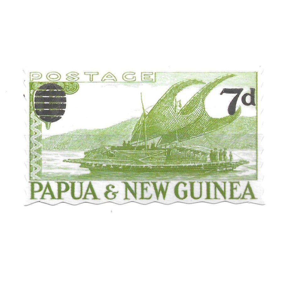 Papua New Guinea Boat Sticker Die Cut Vinyl Vintage Postage Stamp Canoe Ship